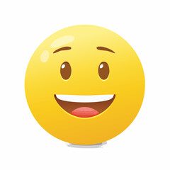 Fototapeta premium Cartoon Face with Brown Eyes and Smiling Mouth Vector Illustration.