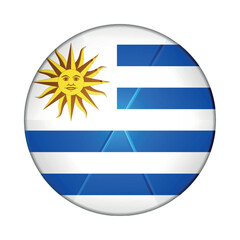 Glass light ball with flag of Uruguay. Round sphere, template icon. Uruguayan islands national symbol. Glossy realistic ball, 3D abstract vector illustration. Big bubble.