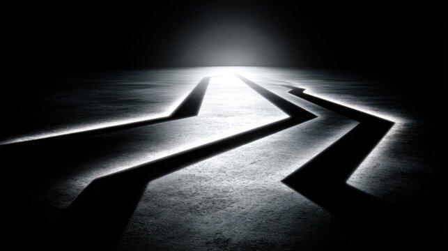 Striking image of two long straight lines in the dark symbolizing clarity and direction in the ai implementation roadmap