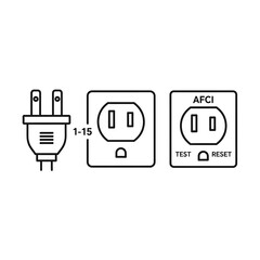 NEMA 1-15 plug and outlet types - standard and AFCI, electrical safety.