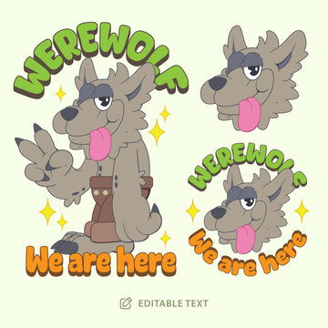 Cute Werewolf Vintage Cartoon Halloween