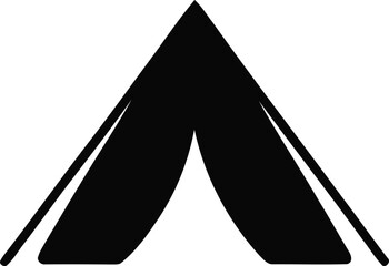 Stylized tent silhouette representing wilderness, travel, and adventure