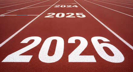 2026 New Year's Goal, Running Track Perspective Concept