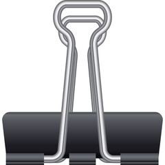 Close Up Of A Silver And Black Binder Clip On A White Background Isolated Office Supply And Stationary Tool