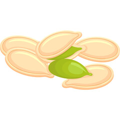 Close Up Of Pumpkin Seeds With Green One In Center On Transparent Background