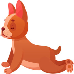 Cartoon illustration of a brown dog in a yoga pose on a white background