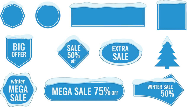 Winter sale promotion banners with snow vector design