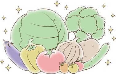 野菜の集合のイラスト