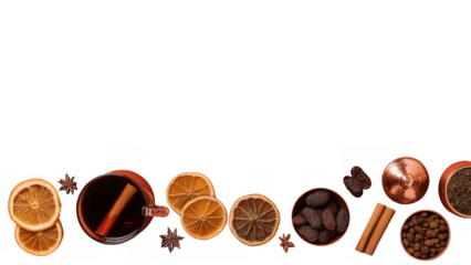 Enjoy a spiced warm drink with dried fruits, created AI, PNG