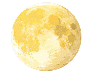 Full, golden, stylized moon