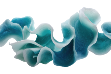 Abstract flowing fabric, teal and white, rippled texture