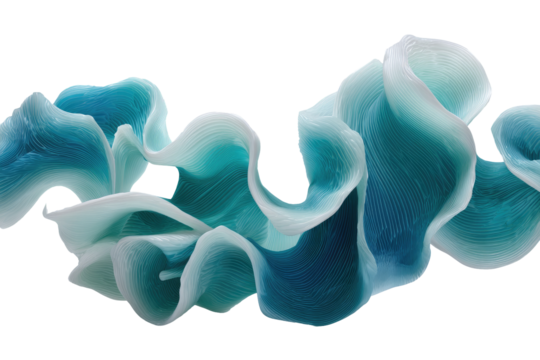 Abstract flowing fabric, teal and white, rippled texture