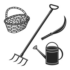 Vector art of gardening tools on