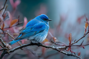 a blue bird sitting on a branch of a tree