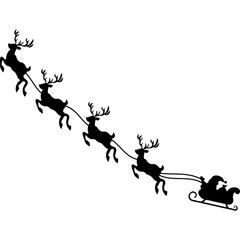 Flying Santa Sleigh with Reindeers