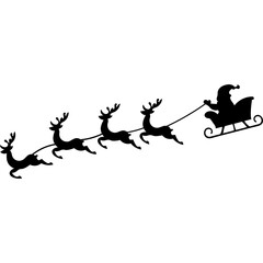 Flying Santa Sleigh with Reindeers