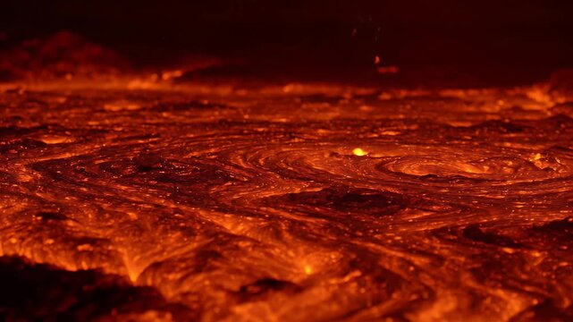 Mesmerizing View of Flowing Lava A Fiery Landscape.
