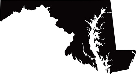 Maryland Silhouette Map United States State Outline Vector