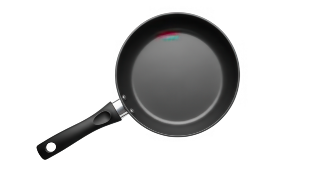 Nonstick Frying Pan Isolated On Black Background Top View