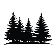 Fototapeta premium Snowy Trees Silhouette, Vector, Illustration