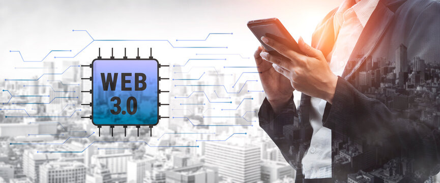 The hardware and processing technology behind Web 3.0. A concept of the computer chip and circuit board infrastructure that powers the new internet. Motif - Powered by Adobe