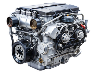  car engine isolated on white background .PNG. AI Generated