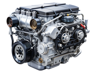  car engine isolated on white background .PNG. AI Generated
