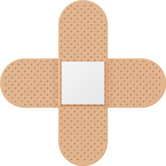 Medical Adhesive Bandage in a Plus Sign Shape Against Transparent Background Realistic Medical Wound Dressing Aid Close Up