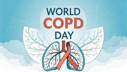 Graphic illustration of lungs with COPD awareness ribbon