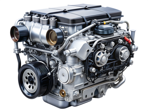  car engine isolated on white background .PNG. AI Generated