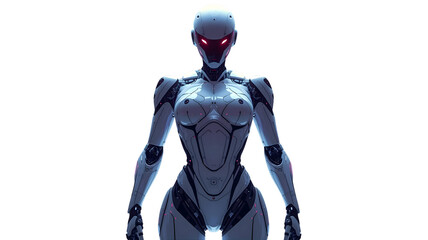 白背景に女型のロボット