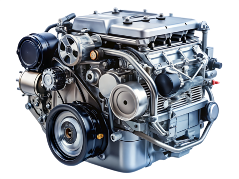  car engine isolated on white background .PNG. AI Generated