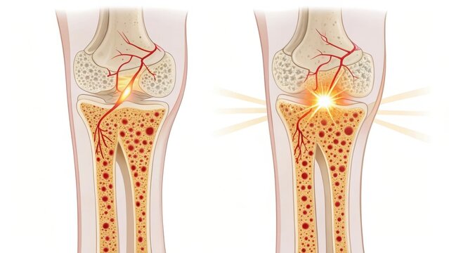 Illustration of a fractured bone with nonunion problems