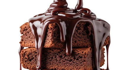 Decadent Chocolate Brownies Stack With Rich Drizzle On Black