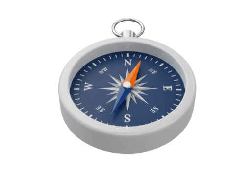 Isolated Compass Navigational Tool Showing Direction for Exploration and Outdoors Adventures