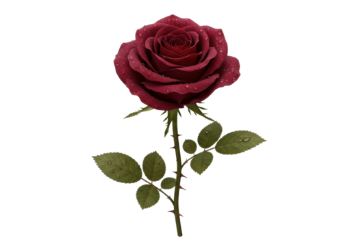 Beautiful red rose PNG illustration isolated on transparent background for Valentine s Day and romantic designs Perfect for digital art