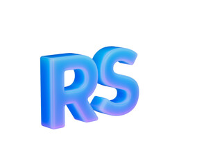 3D Gradient blue RS currency symbol, modern style with a glossy futuristic finish. 3D Illustration