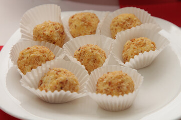  cakes napoleon in crumbs on paper, portioned, food,buffet, dessert, snack, appetizing, sweets, muffin, baked, cake, pastry, homemade, fresh, delicious, closeup