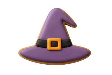 Witch hat cookie with purple icing for halloween