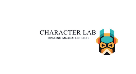Obraz premium Character Lab Logo Featuring Geometric Robot Head Design.