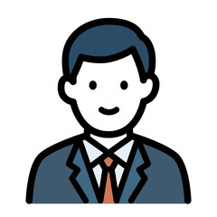 スーツを着た男性ビジネスマンのフラットアイコンイラスト