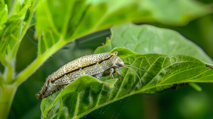 Insect on green leaf