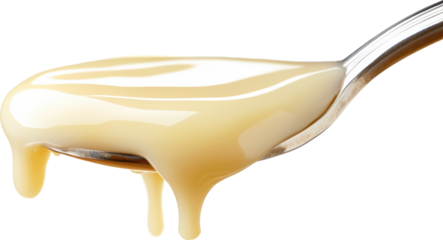 condensed milk dripping from spoon 