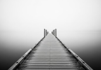 wooden bridge in the fog