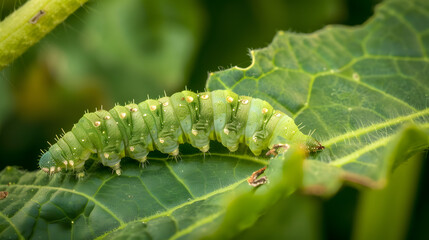Green caterpillar on leaf
