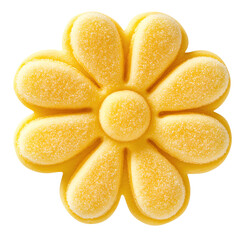 Sugared Yellow Flower Cookie: Sweet Dessert Treat with Transparent Background for Display