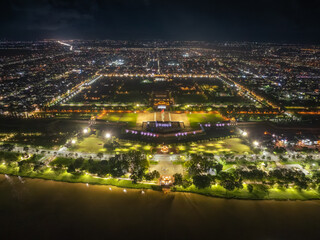 Fototapeta premium Aerial view of Hue Citadel and view of Hue city, Vietnam. Imperial Royal Palace of Nguyen dynasty.