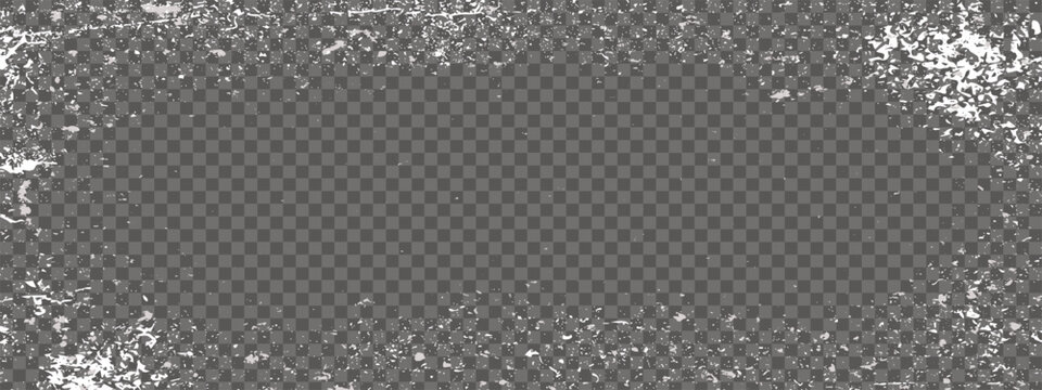 Frosted ice frame. Frozen glass edges with icy texture for winter and holiday design.