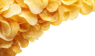 Crispy potato chips, close-up,  corner
