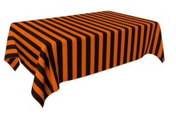 Orange and black striped tablecloth for halloween decor